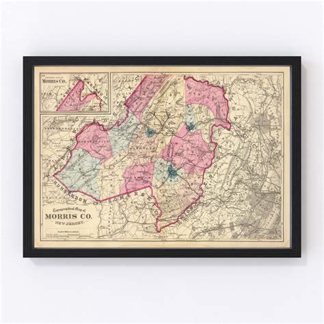 Vintage Map Of Morris County New Jersey 1872 By Teds Vintage Art