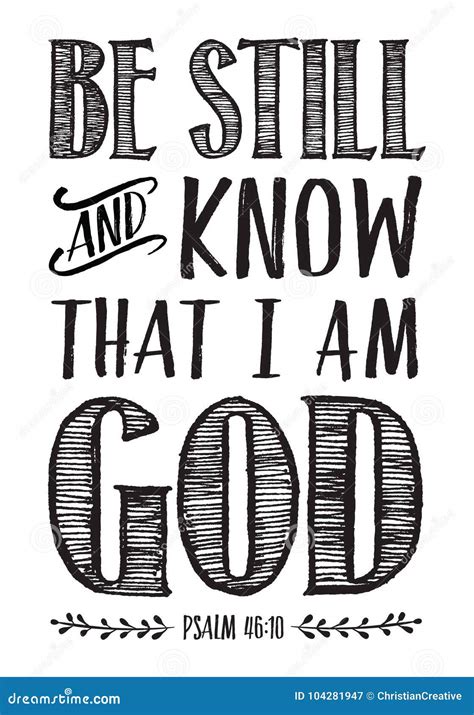 Be Still And Know That I Am God Typography Printable Stock Vector