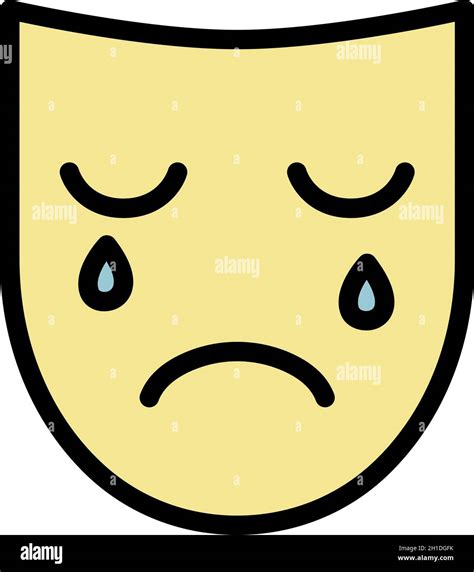 Sad Depression Mask Icon Outline Sad Depression Mask Vector Icon Color