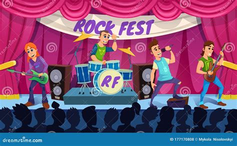 Rock Festival Live Music Concert Cartoon Vector Stock Vector