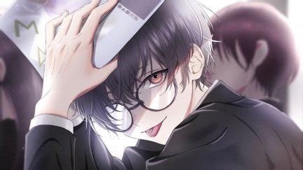 And i didn't realize that they were hipster glasses until a few months after i. tongue out, pierced tongue, dark hair, anime boys, Male, glasses, black hair, books, classroom ...