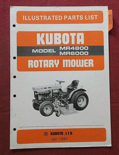 Kubota B6100 B7100 Tractor Mr4800 Mr6000 Mower Deck Parts Catalog