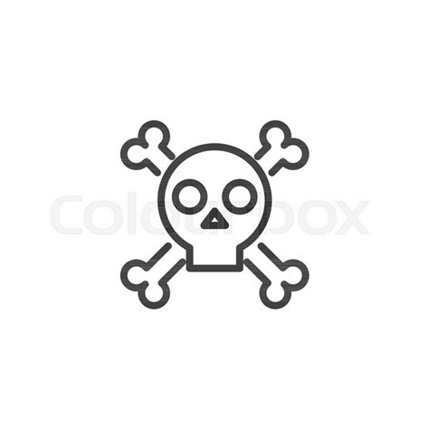 Skull With Crossed Bones Outline Icon Linear Style Sign For Mobile