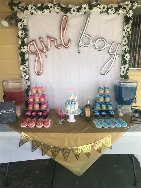 Gender Reveal Cake Table Gender Reveal Decorations Gender Reveal