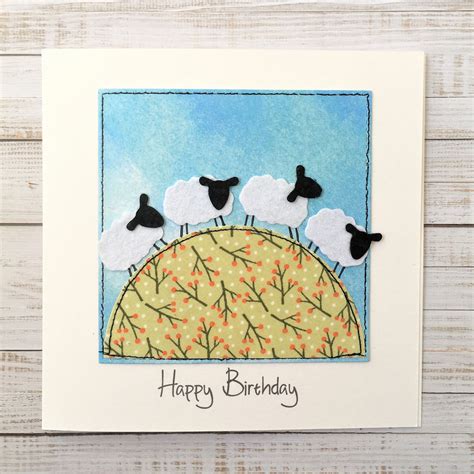 Sheep Handmade Birthday Cards Cute Sheep Card Sheep Birthday Etsy