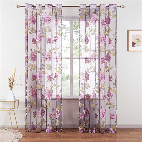 Tulle Curtains For Living Room Floral Window Sheer Curtain For Living