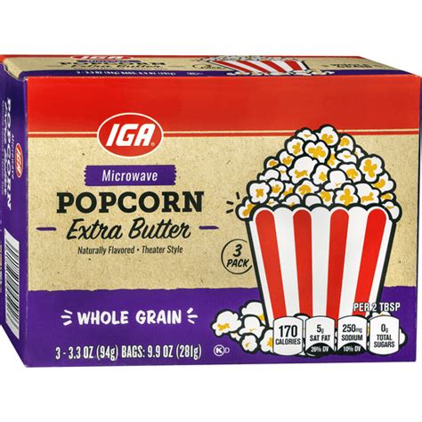 Iga Microwave Extra Butter Popcorn Popcorn Priceless Foods