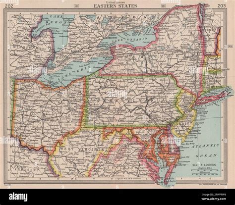 Eastern United States USA Ohio NY WV MD Pennsylvania BARTHOLOMEW Map Stock Photo Alamy