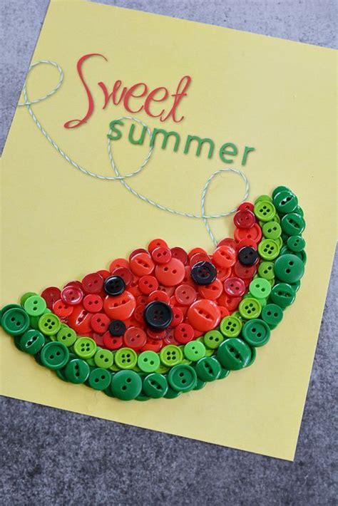 Easy Watermelon Button Craft And Free Printable Watermelon Crafts