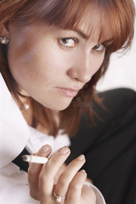 Businesswoman With Cigarette Stock Image Image Of Head Girls 3504351