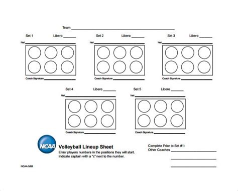 Volleyball Lineup Sheets Printable Printable Templates