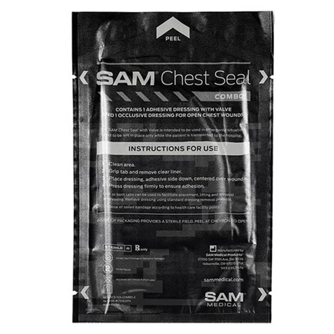 Sam Medical Chest Seal Combo 1 Valved 1 Non Valved