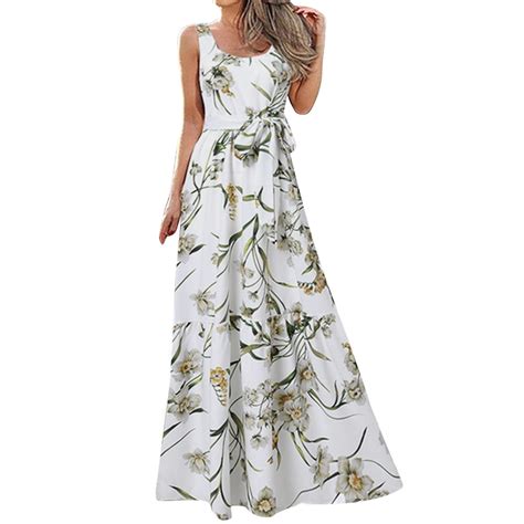 Mveomtd Summer Dresses For Women With Floral Print Sleeveless Long