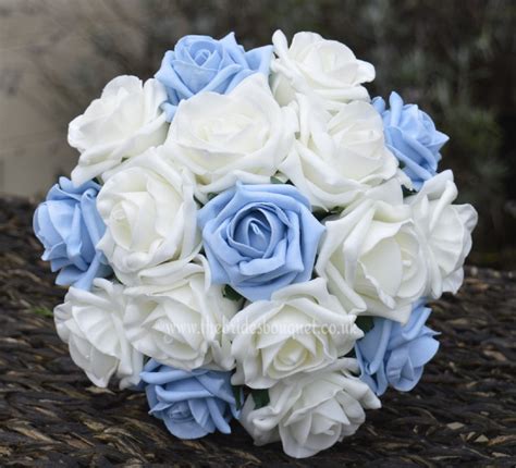 Light Blue Rose Wedding Bouquets Artificial Bridal Flowers