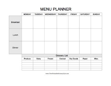 According to recent data, sales for breakfast items are passing those for lunch and dinner and plenty of restaurants are now offering breakfast fare all day long. Printable Weekly Menu Planner with Grocery List | Menu planners, Weekly menu planners, How to plan