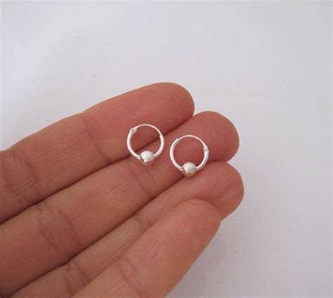 Small 10mm Or 12mm Sterling Silver Sleepers Hoops With Ball Etsy