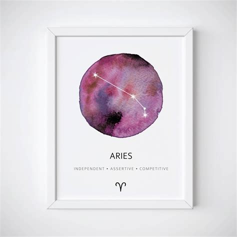 Astrology Printable Aries Printable Aries Star Map DIY Art Print Aries