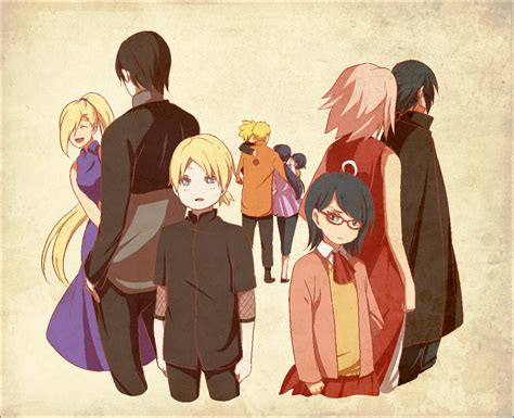 Naruto Sasuke Naruto Sai Inojin Boruto Sakura Sarada Ino Hinata And Himawari Naruto