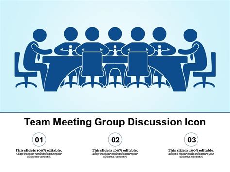 Team Meeting Group Discussion Icon Powerpoint Presentation Designs