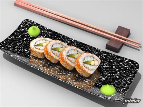 A california maki or roll is a traditional sushi roll made inside out. California maki roll 3D model | CGTrader