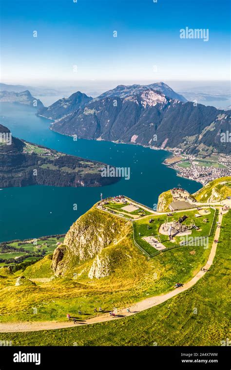 Fantastic View To Lake Lucerne With Rigi And Pilatus Mountains Brunnen