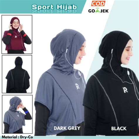 Jilbab Hijab Kerudung Sport Sporty Olahraga Bolero Earphone Gloria