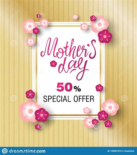 Template Design Sale Banner For Happy Mothers Day Stock Vector