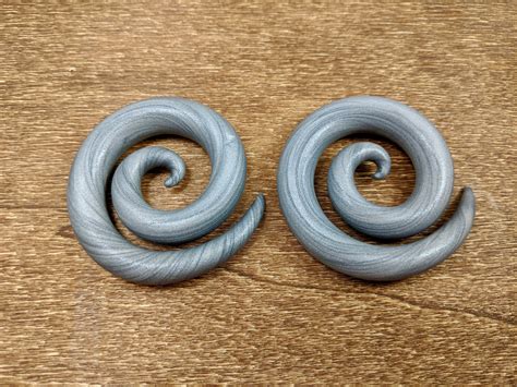 Metallic Silver Spiral Gauges Gauged Earrings Plugs Tapers Etsy Uk
