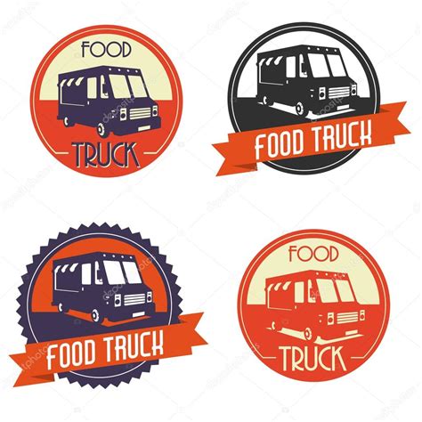 Vector food truck logos emblems and badges label emblem restaurant. Vector: logos food truck | Carro de comida logo — Vector ...