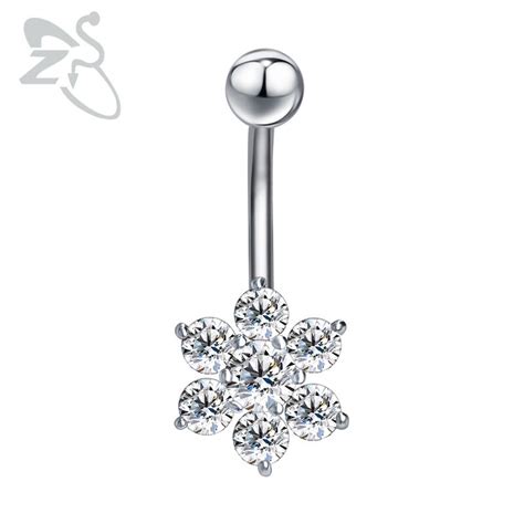 Crystal Belly Button Rings Flowers Navel Piercing Sexy Women Belly