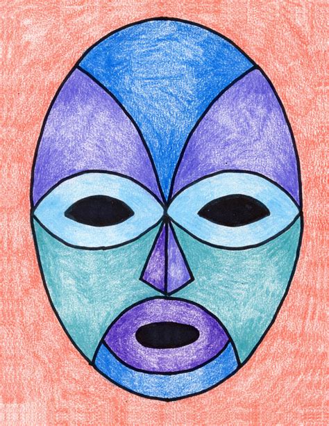 Easy How To Draw A Mask Tutorial And Mask Coloring Page · Art Projects