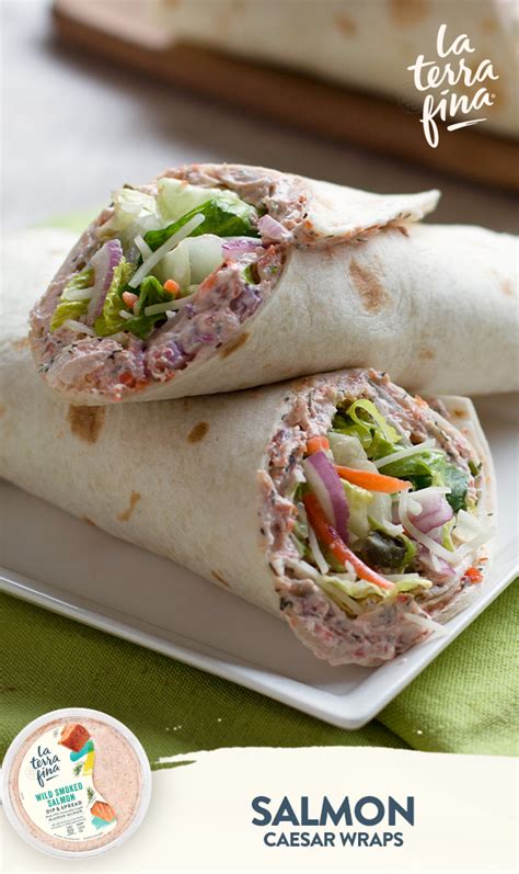 With smoked salmon and flavoured cream cheese, this breakfast wrap is a delicious way to start the day. Salmon Caesar Wraps | Salmon wrap, Recipes, Salmon