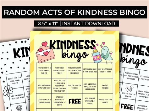 Random Acts Of Kindness Bingo Printable Pdf Pay It Forward Etsy Uk