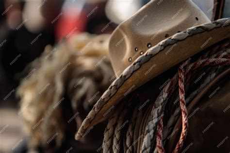 Premium Ai Image Closeup Of Cowboys Hat And Rope With The Rest Of His