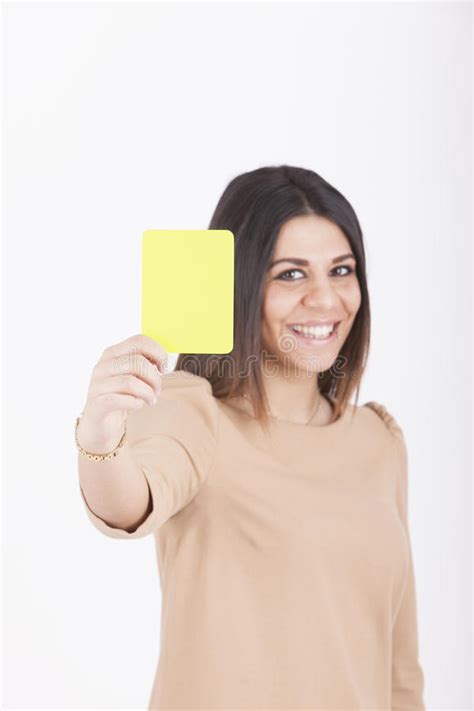 Woman Showing Red Card Stock Photo Image Of People Employee 30025960