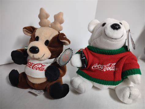 Coca Cola Bean Bag Plush Lot Of All W Tags And Pack Wood Box