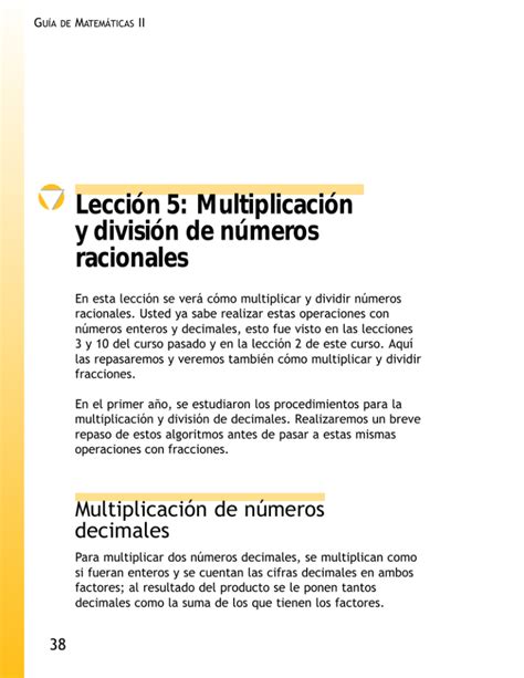 Lección Multiplicación y división de números racionales