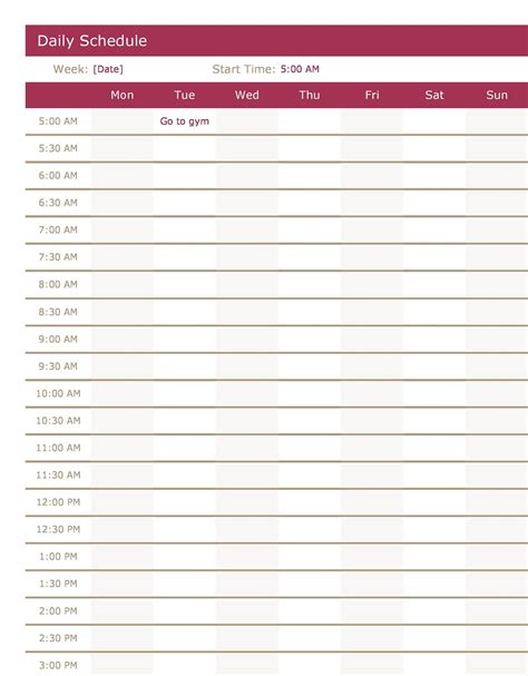Free Printable Schedule Template