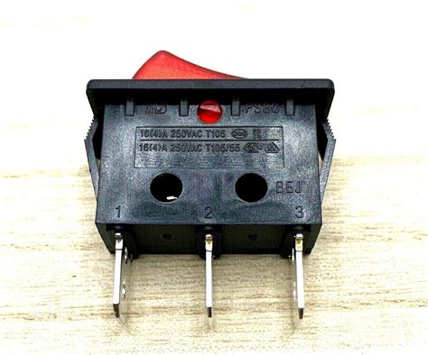 Red Light Rocker Switch 3 Pin 164a 250vac T10555 208a 125250vac