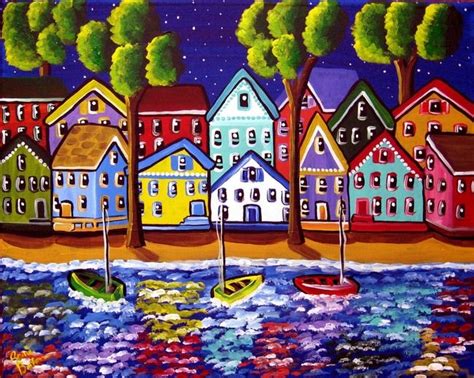 Colorful Shoreline By Renie Britenbucher Pinturas De Arte Popular