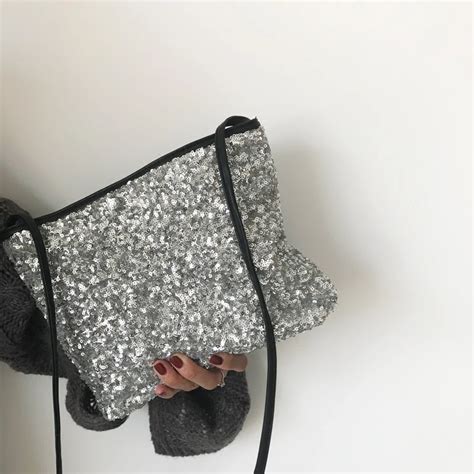 Women Sequins Handbag Glitter Sparkling Shoulder Bags Casual Tote Bags