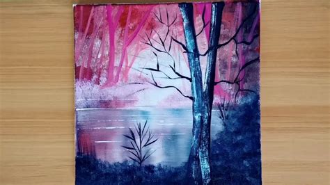 Pink Forest Acrylic Painting Landscape Shorts Youtube