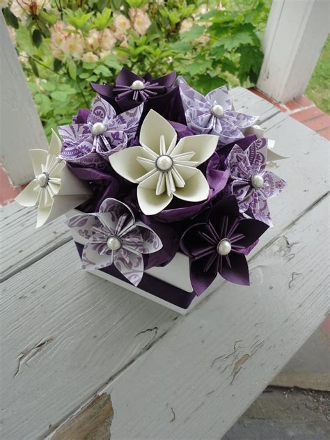 Origami Paper Flower Centerpiece Kusudama Purple