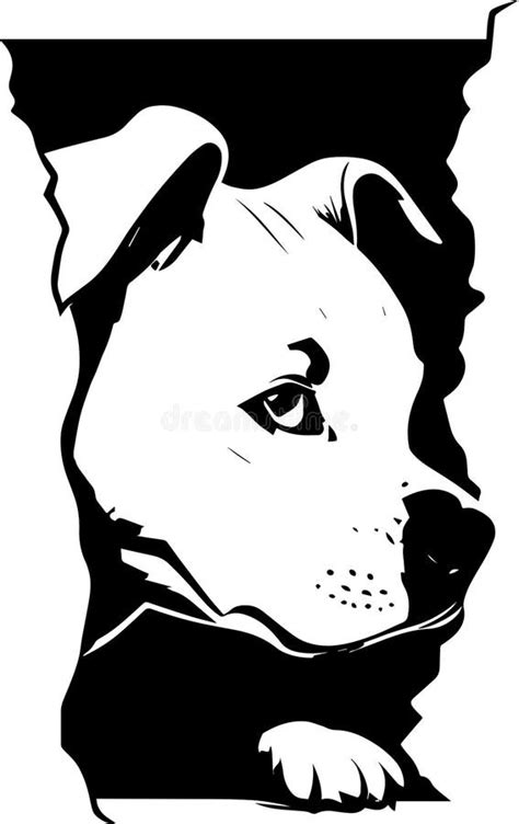 Peeking Pitbull Puppy Logo Monochrome Design Style Stock Vector