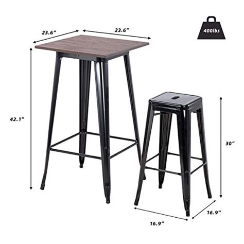 Mellcom 3 Piece Bar Table And Chairs Set Dining Table Set For 2 Pub
