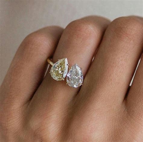 Toi Et Moi Pear Shape Lab Diamond Ring Two Stone Engagement Etsy