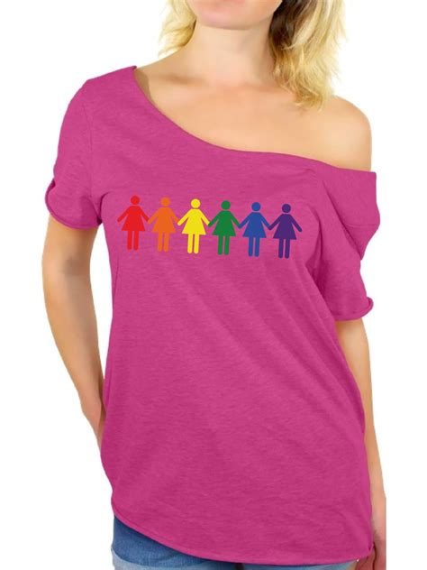 Awkward Styles Lesbian T Shirt Love Off Shoulder Tops For Women Lgbtq Flag