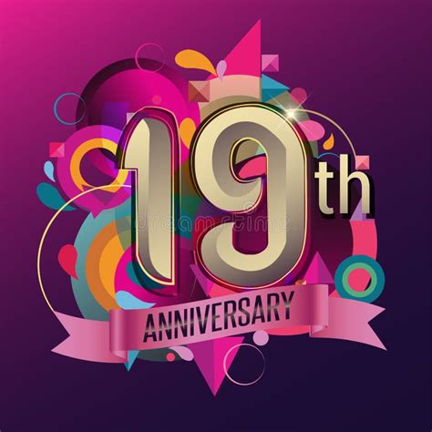 19th Years Anniversary Logo Vector Design Birthday Celebration With