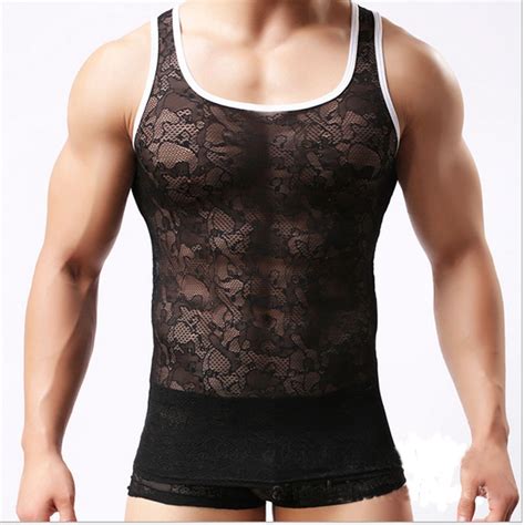 Aliexpress Com Buy Sexy Lace Men Tank Top Underwear Brand See Through