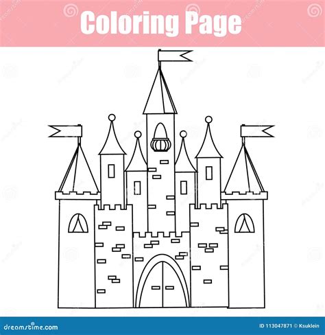 Coloring Page Educational Children Game Fairy Castle Drawing Kids